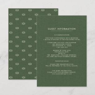 Wedding Guest Information Cards Green Pattern