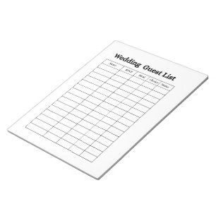 Wedding Guest List Notepad 