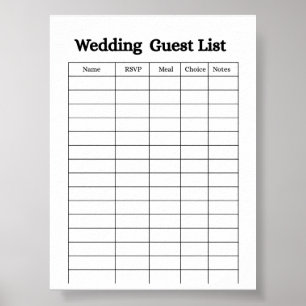 Wedding Guest List Organizer Poster
