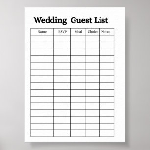 Wedding Guest List Organizer Poster