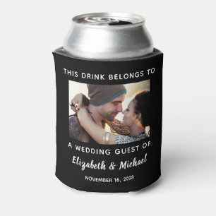 Wedding Guest Personalized Photo Black Can Cooler