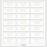 Wedding Guest Pre-addressed Labels Boho Gold J102