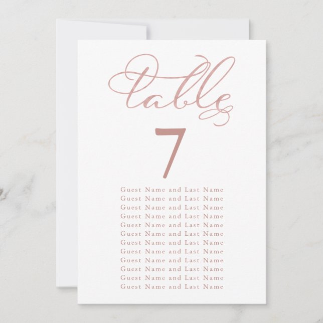 Wedding Guest Seating Elegant Rose Gold Foil Invitation (Front)