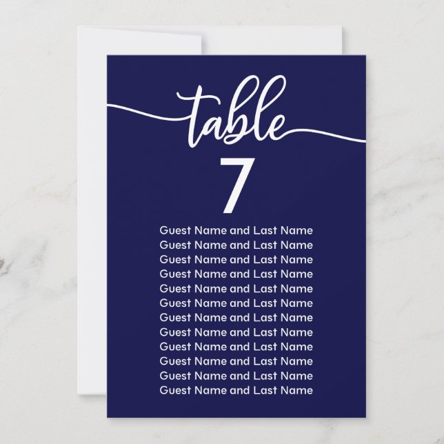 Wedding Guest Seating Navy Blue Calligraphy Invitation (Front)