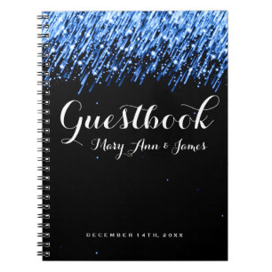 Wedding Guestbook Falling Stars "Sapphire Blue" Notebook
