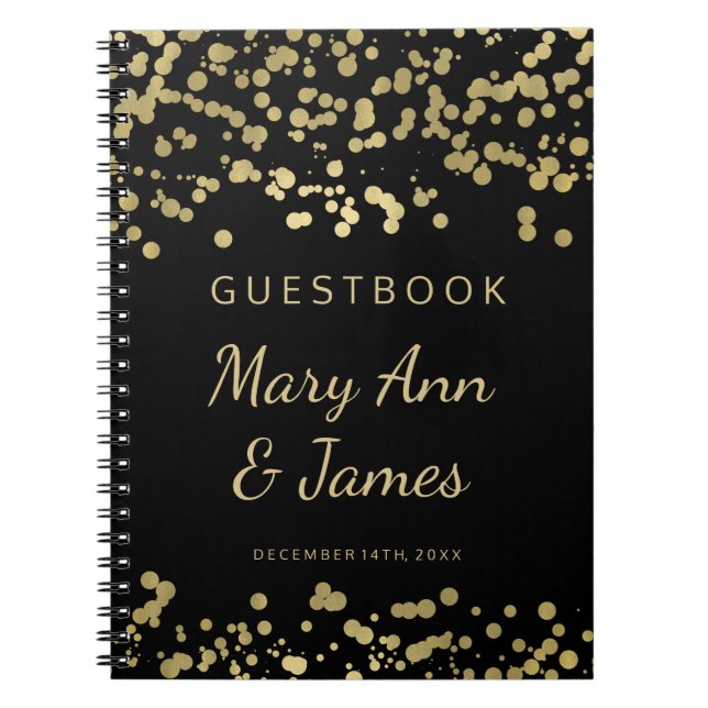 Wedding Guestbook Gold Foil Confetti Notebook (Front)