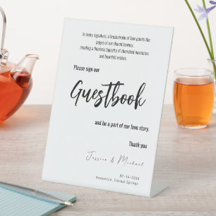 Wedding guestbook Minimalist Elegant Pedestal Sign