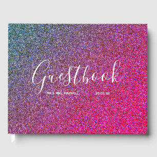 Wedding Guestbook Pink Glitter Chic