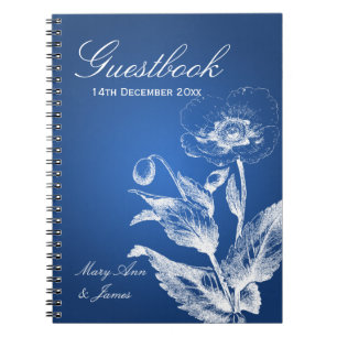 Wedding Guestbook Poppy Blue Notebook