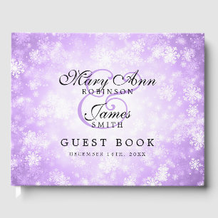 Wedding Guestbook Purple Winter Wonderland
