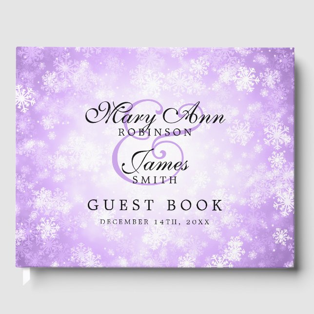 Wedding Guestbook Purple Winter Wonderland (Front)