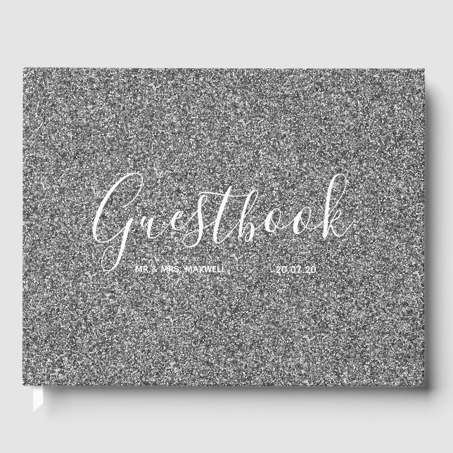 Wedding Guestbook | Silver Glitter Chic (Front)