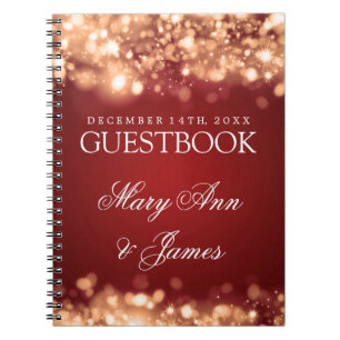 Wedding Guestbook Sparkling Lights Gold Notebook