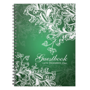 Wedding Guestbook Vintage Swirls Green Notebook