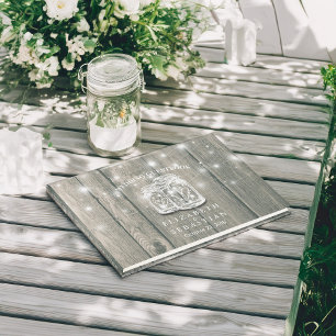 Wedding Guestbook Wood Chic Mason Jar String Light