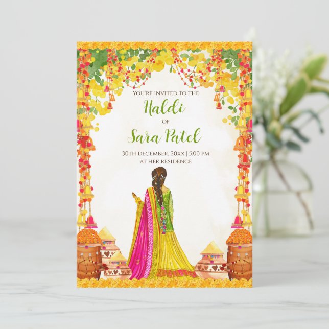 Wedding Haldi invite & Pithi invite Haldi ceremony (Standing Front)