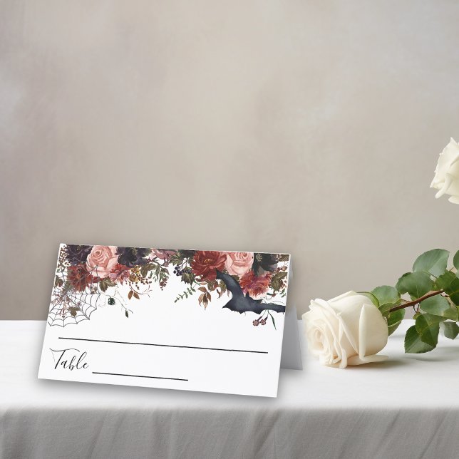 Wedding Halloween Autumn Floral  Place Card (Creator Uploaded)