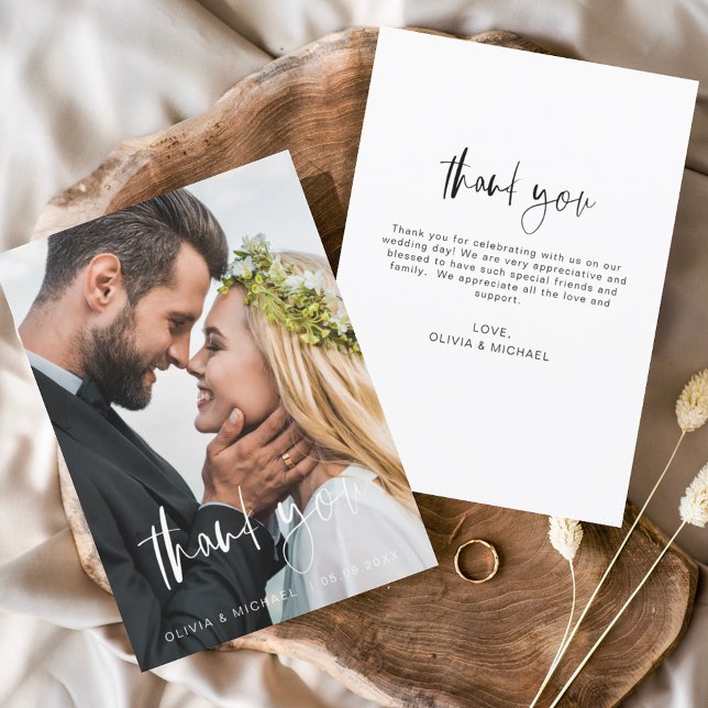 Wedding Handwritten Thank You Photo Minimalist Card (Creator Uploaded)