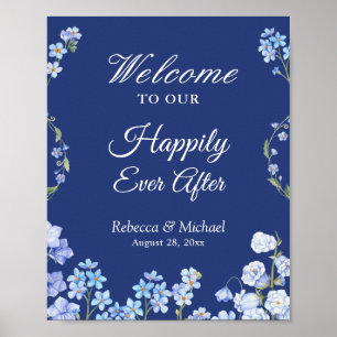 Wedding Happily Ever After Forget Me Nots Floral Poster