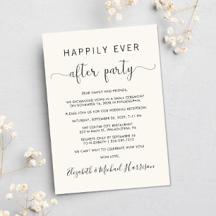 Wedding Happily Ever After Photo Cream Reception Invitation