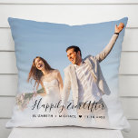 Wedding Happily Ever After Photo Throw Pillow<br><div class="desc">Personalized elegant throw pillow with your wedding day photo overlayed with "Happily Ever After" in a stylish script and the bride and groom names and wedding date. A great keepsake gift for newlyweds.</div>