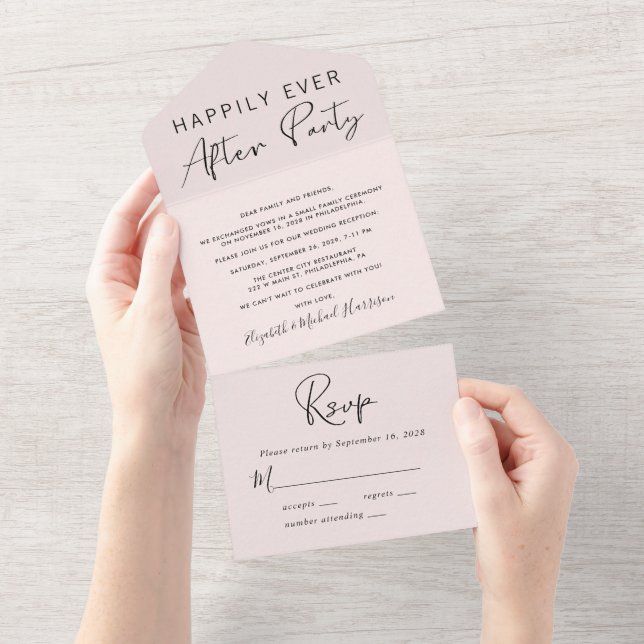 Wedding Happily Ever After Reception Pink All In One Invitation (Tearaway)