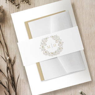 Wedding harvest monogram golden brown invitation belly band