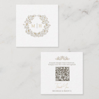 Wedding harvest monogram QR code photo share Enclosure Card