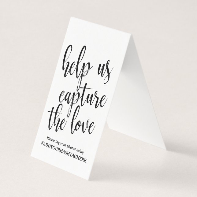 Wedding Hashtag Sign Calligraphy Black and White (Front)