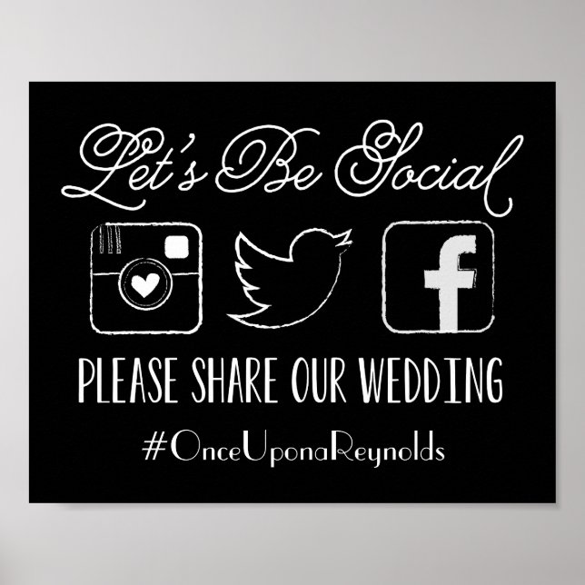 Wedding Hashtag Sign (Choose your colour) (Front)