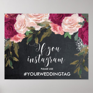 wedding hashtag sign instagram sign