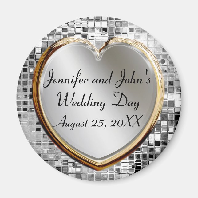 Wedding Heart And Sequins Magnet (Front)
