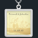 Wedding Heart Beach Anniversary Necklace<br><div class="desc">Keepsake Necklaces Choose either Silver Plated Gold Finish or Sterling Silver Unique Personalized Custom !st Christmas Gift Wedding Keepsake Wedding Party Necklaces - to change background colour - click customize - click edit - choose last tool in drop down menu and choose from one of the colours shown or enter...</div>