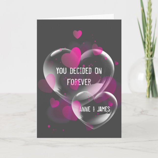 Wedding Heart Bubbles on Grey  Card (Front)