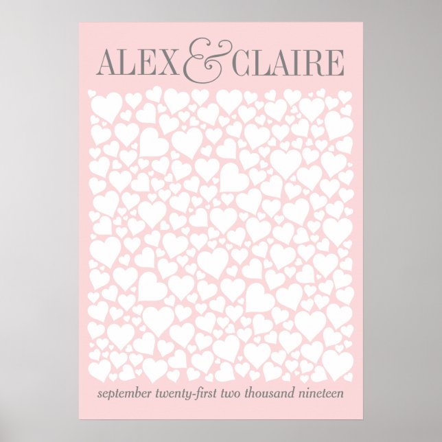 Wedding Heart Guestbook Poster - CHOOSE YOUR COLOR (Front)