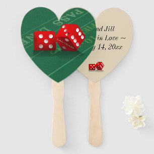 Wedding Heart Keepsake - Las Vegas Dice on Craps Hand Fan