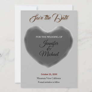 Wedding Heart Modern Minimalist Plain Save The Date