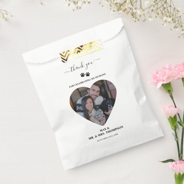 Wedding Heart Photo Couple Pet Dog My Humans  Favour Bag (Sealed)