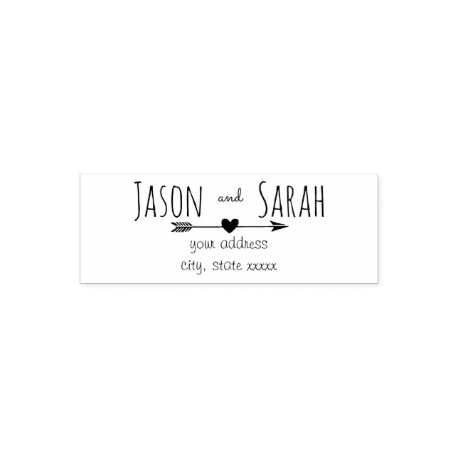wedding heart with arrow bride and groom self-inking stamp (Design)