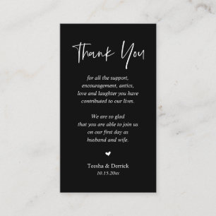 Wedding heartfelt Thank you, Black and White Enclosure Card
