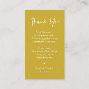 Wedding heartfelt Thank you, Modern Yellow Gold Enclosure Card