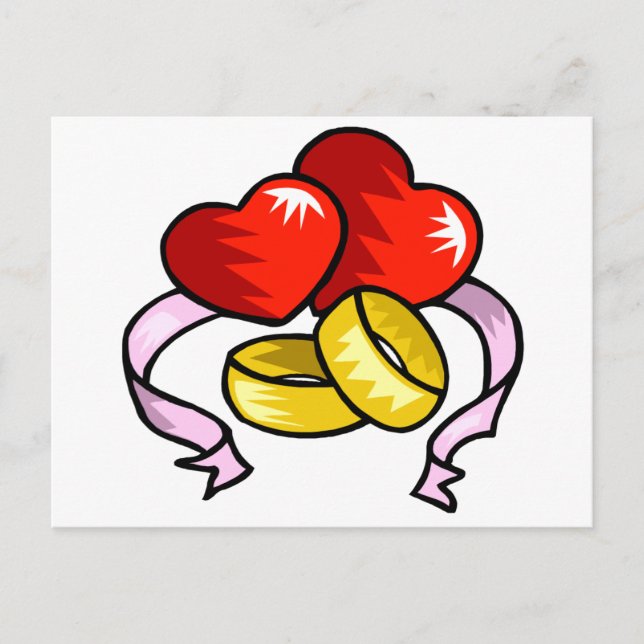 Wedding Hearts and Wedding Rings Postcard (Front)