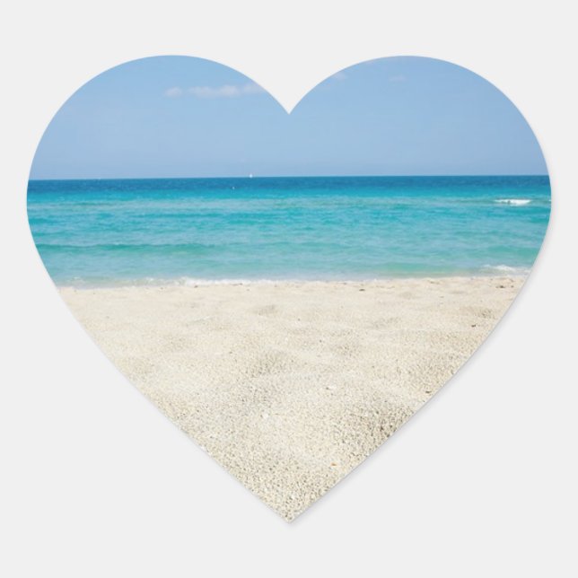 Wedding Hearts Beach Wedding Sandy Shore Ocean Heart Sticker (Front)