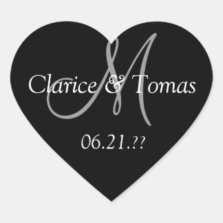 Wedding Hearts Custom Personalized Monogram Heart Sticker