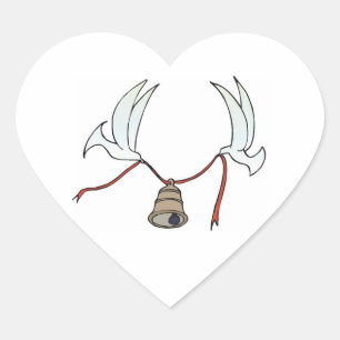 Wedding Hearts Doves Carry Wedding Bell Weddings Heart Sticker