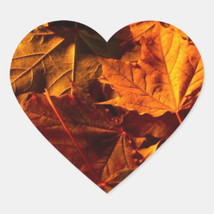 Wedding Hearts Fall Leaves Wedding Invitation Heart Sticker