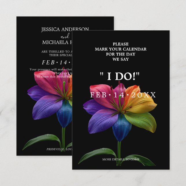 🌈 Wedding Hearts in Bloom Save The Date (Front/Back)