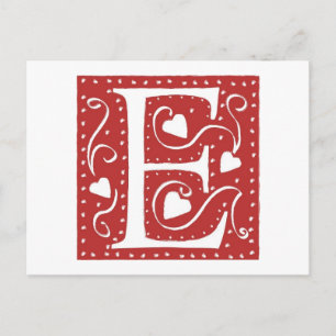 Wedding Hearts Letter E Postcard