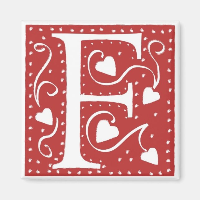 Wedding Hearts Letter F Magnet (Front)