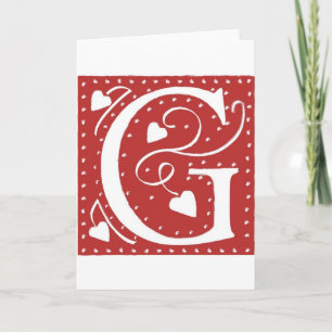 Wedding Hearts Letter G Holiday Card